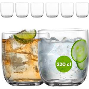 Avilia Set da 6 Bicchieri per Whisky e Acqua RCR - Vetro Sonoro 270cc, Design Minimal, 100% Made in Italy, 8x8cm, Cristallo Ecologico e Riciclabile