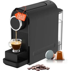Wintem - Macchina Caffè da 1400W con Pressione 20 Bar Compatibile Capsule Standard, Serbatoio da 0,5L, Erogazione Programmabile e Spegnimento Automatico per Caffè Espresso Cremoso e Veloce Nera
