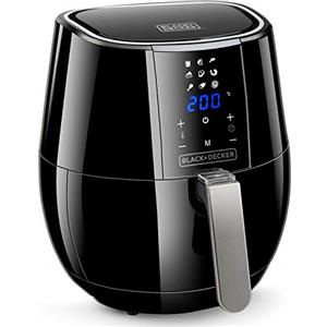 Black+Decker BXAF3500E - Friggitrice ad aria digitale senza olio, 1500W, 3,5L, -99% di grassi.Frigge,arrostisce,cuoce in forno e riscalda. Pannello digitale e touch. Antiaderente
