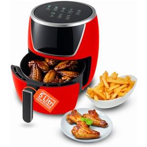 Avilia - Friggitrice ad Aria 5 Litri con LED Touch, Timer 60 Minuti, Spegnimento Automatico, Cottura Senza Olio Rapida e Uniforme per Ricette Croccanti in Famiglia (Rosso)