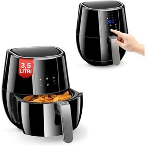 Wintem Friggitrice ad Aria Digitale Senza Olio 1500W - Cestello di 3,5L Removibile - 9 Programmi preimpostati per Diverse Esigenze di Cottura - Display Controllo della Temperatura