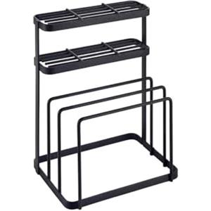 Avilia Portacoltelli e Taglieri - Organizzatore per Coltelli con 2Scomparti e 15 Slot, in Acciaio, Antistatico e Antiruggine, 16x12x22 cm, Nero