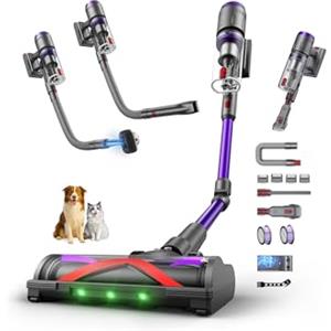 Circlio Aspirapolvere Senza Fili Potente, 600W/58000Pa/75Min, Scopa Elettrica Senza Fili con Tubo Flessibile da 1 m, Tosatrice e Spazzola per Animali, Autoportante per Tappeti/Pavimenti/Peli Animali