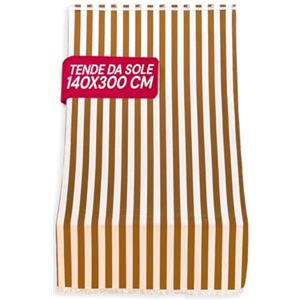 AVILIA Tenda da Sole per Esterno Righe Marroni con Anelli h 300x140 cm -Tende da Sole per Esterni Rimovibili in Poliestere - Tendone Balcone Esterno Parasole per Giardino e Gazebo