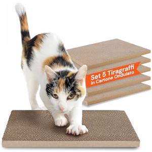 Avilia - Set 5 Tiragraffi per Gatti Bifacciale in Cartone Ondulato Set 5 Pezzi, Struttura a 2 Strati Resistente, Ideale per Gatto di Piccola e Media Taglia, Perfetto da Posizionare a Terra