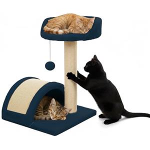 Avilia - Tiragraffi per Gatti 50 Cm con Piattaforma Imbottita e Arco in Sisal Naturale, Albero Compatto Salvaspazio con Pallina Pendente, Ideale per Gioco e Relax del Gatto in Casa (Blu)