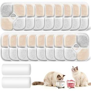 JIYANA 16 filtri fontanella per gatti e 2 tubi, adatti per catit pixi 2.5L (43722/43717), triplo filtro filtro fontanella per gatti, rimozione efficace di impurità e odori