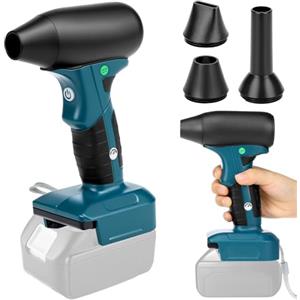 QWORK® Soffiatore a batteria portatile, soffiatore per foglie senza spazzole con 2 ugelli, compatibile con batteria Makita 18V (senza batteria)