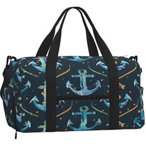 Ginfult Borsa sportiva da palestra con stampa oceanica e mare, con scomparto per scarpe e tasca bagnata, borsa da viaggio impermeabile per allenamento durante la notte, borsa da weekender, per donne e