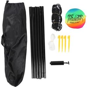 Zonizforceal Set da pallavolo Portatile, Professionale Completo per Campo da Beach Volley all'Aperto con Pali in Acciaio, Design Anti-abbassamento, Include Pompa per palloni, Chiodi e