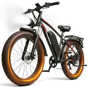 OneSportWay HEADEER BD2640 una Bici Elettrica, 26 x 4.0 Fat Mountain Bike Elettrica, Ebike con Batteria 48V 21.6Ah, Autonomia 80Km (PAS), Coppia 60Nm, Freni a Disco & Display LCD, 7 Velocità Bici Elettrica Uomo