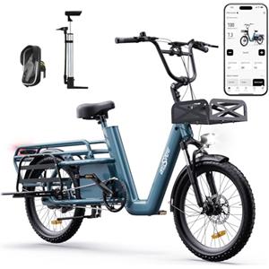 ONESPORT OT01 Bici Elettrica 20 Pollici, Cargo Bike con Batteria 48V 27Ah e Autonomia 100Km, Bici Elettrica Uomo con Display LCD Bluetooth Intelligente, Freni Idraulici, Motore 250W e Carico Max 180Kg