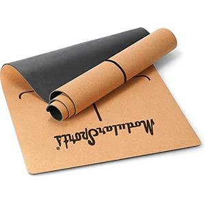 Modular Sports ModularSports - Tappetino da yoga in sughero con linee di allineamento/anallergico e antiscivolo, in gomma naturale, 180 x 60 cm, spessore 6 mm