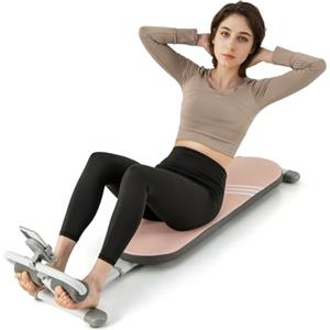 GYMAX Panca Pesi Inclinata con Angolo Regolabile a 3 Livelli, Lunghezza Regolabile, Panca Inclinata Pieghevole per Addominali, Attrezzo da Palestra per Casa (Rosa)