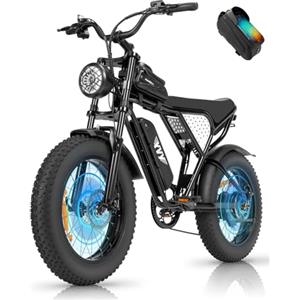 YVY C20 Lite Bicicletta Elettrica, Autonomia 120 km, Batteria Rimovibile 48V 15,6Ah, Motore 80 Nm, Fat Bike Elettrica, Ebike 7 Velocità, Doppia Sospensione, Doppio Disco, Schermo LCD