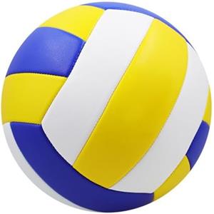 BEAZOOM Pallone da beach volley per interni ed esterni, misura 5, in PVC morbido al tatto, con cuciture a macchina, per allenamento e tempo libero, colore: blu, bianco, giallo