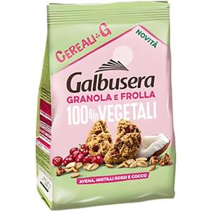MENDOSA Galbusera Cereali G, Biscotti Frollini di Granola e Frolla 100% Vegetali con Avena, Mirtilli Rossi e Cocco, 280g