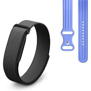 Google Fitbit Air - Activity tracker senza schermo con monitoraggio di fitness - Compatibile con iOS e Android - Nero ossidiana + Cinturino sportivo per Fitbit Air - Viola lavanda, large