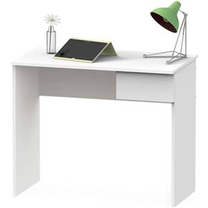 Avilia Scrivania Salvaspazio con Cassetto in Legno Bianco - Scrivania con Ampia Superficie per Lavoro e Studio - Scrivania per PC, Ufficio o Camera da Letto con Dimensioni 90x60x80cm