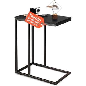 Avilia - Tavolino Laterale 40×26×58 cm in MDF e Ferro, Coffee Table Divano e Salotto, Design Moderno, Piano d'Appoggio Stabile per Soggiorno Camera Ingresso, Facile da Montare
