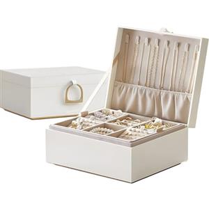 Avilia - Portagioie Donna in Velluto, Coperchio Trasparente, Base Fluttuante, 4 Scomparti Rimovibili, Ganci Collane, Organizer Gioielli MDF Pelle PU, Idea Regalo Compleanno Anniversario
