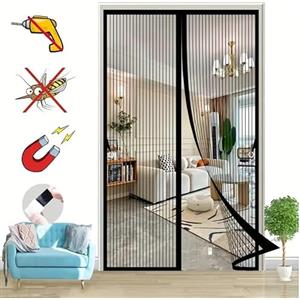 Zendea - Zanzariera Magnetica 240x140 cm per Porta e Finestra, Nera- Chiusura Automatica, Tessuto Resistente, Facile da Installare per Ambienti Domestici o Balconi