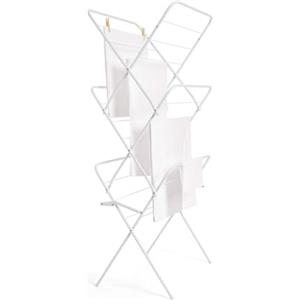 Avilia Stendibiancheria Verticale Pieghevole per Interni ed Esterni - con Sistema Bloccaggio Gambe, Antiscivolo, in Acciaio Inox, 61x138x44.5cm, Bianco