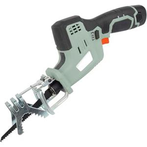 Avilia Seghetto Tagliarami a Batteria per Potatura - Sega Alternativa Cordless, con Scarpa Inclinabile 45°, 1300mAh, Taglio Legno e Cartongesso 90mm, Metallo 3mm, 3 Lame Incluse, 12V