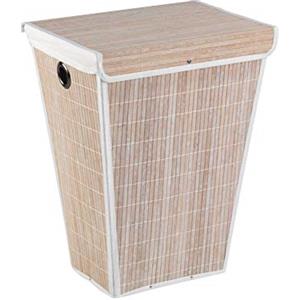 Wenko 22100100 conico cesto biancheria - /cestello con sacca portabiancheria, in bambù, 33 x 45 x 60 cm, bianco