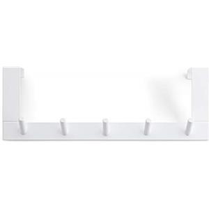 Rayen | Appendiabiti con 5 ganci | Appendiabiti da porta | Barra gancio | Appendiabiti per porta | Multifunzionale | Risparmia spazio | Bianco | 36x12,5x4cm