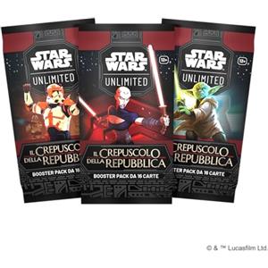 Asmodee Star Wars: Unlimited TCG Crepuscolo della Repubblica BOOSTER PACK - Gioco di carte collezionabili veloce per bambini e adulti, 12+ Anni, 2+ Giocatori, 20 Minuti di Gioco, Edizione in Italiano