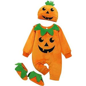 Generic Vestito Da Zucca Costume Halloween 1-2 Anni Costume Zucca Bambino Con Calze E Cappello Travestimento 6-18 Mesi Mantello Mercoledi Bambina Carnevale Neonata Pumpkin Costumi Abito Arancione