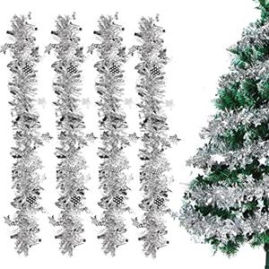 Sprinlot Ghirlanda Argento per Albero di Natale, Tinsel 8M, Festoni Natalizi, Decorazioni Natalizie