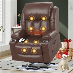 YONISEE Poltrona Relax Elettrica, 150° Poltrone Reclinabile Massaggiante Con Poggiapiedi e Riscaldamento, USB + Tipo C, 2 Portabicchieri, 4 Tasche Laterali Elettrica Alzapersona Poltrona Anziani Sofa
