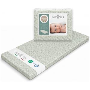 baby idea Comodo Materasso Lettino da Campeggio Universale Pieghevole e Traspirante Federa in Tessuto Cotone 100% Sfoderabile Pratica Borsa Viaggio Rigorosamente Made in Italy (60x120X4 Stelle)