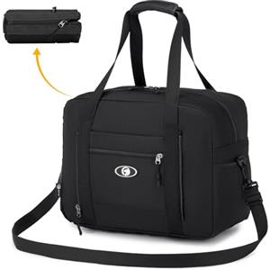 BAGZY Bagaglio a Mano 40x30x20 Wizzair, Impermeabile Borsa Cabina da Viaggio Aereo Pieghevole, per Parto Ospedale, da Ginnastica, Nero 25L Nylon