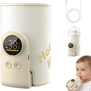 KUWUNG Scaldabiberon Portatile Senza fili 8000 mAh, Scalda Biberon Neonato Portatile con display LCD, ricarica USB, 6 temperature regolabili 38-50 ℃, scaldabagno per Aereo e Auto in viaggio e in casa