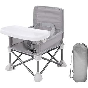 LADIDA Seggiolino da viaggio pieghevole per bambini, con vassoio rimovibile, con borsa da viaggio, portatile, pieghevole, per bambini, neonati, grigio 308