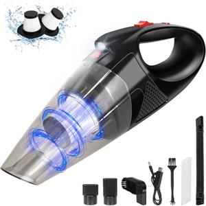 Libershine Aspirabriciole Senza Fili, 5000 Pa USB Mini Aspirabriciole Auto Senza Fili, con Illuminazione a LED Filtri & Accessori per la Pulizia di Auto, Animali, Cucina, Ufficio, Famiglia