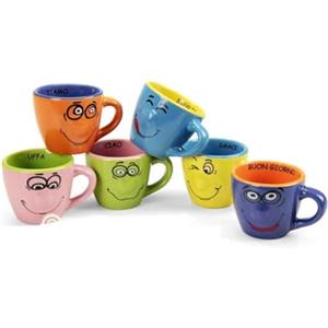 Gicos Set 6 Tazzine Tazze Caffè senza Piattini in Ceramica Le Smorfie