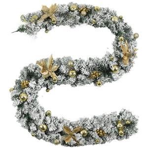 BlesConi Ghirlanda natalizia con luci, decorazione in pino, mantello natalizio per caminetto, porta, scala (1,5 metri argento)