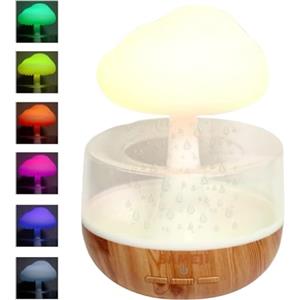 Huvqianu Umidificatore di di pioggia, umidificatore a goccia d'acqua,Umidificatore personale di funghi da 400 ml con luci a LED regolabili | Umidificazione del rumore bianco per soggiorno, camera da letto