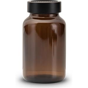 Koffs Design Spargitore per cacao e zucchero a velo in vetro marrone con inserto in acciaio inox, dosatore di cacao, cannella e zucchero a velo, spargitore per cacao, 200 ml, spargitore in polvere