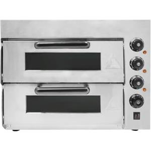 ACROSSPART Forno Elettrico per Pizza in Acciaio Inox, 3000 W, Doppio Forno Con Timer Fino a 60 Minuti, Temperatura Fino a 350 °C