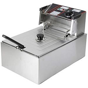 kangten Friggitrice elettrica in acciaio inox, 2500 W, con cestello e coperchio in acciaio inox, friggitrice professionale, friggitrice multifunzione, 5,5 l, per friggitrice e snack