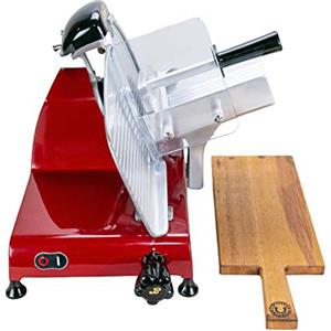 Palatina Werkstatt, Berkel Red Line 250- Affettatrice professionale con lama da 250 mm, colore: Rosso + 34x21 Barrel tavola di legno