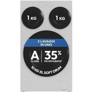 Candy MultiWash Lavatrice 3 Oblò Indipendenti, 10+1+1 kg, 1400 RPM, 3 Motori Diretti, Autodose, Smart AI, Classe A, Igiene UV, Bianco