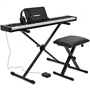 Gear4Music Tastiera per pianoforte a 88 tasti Touch Sensitive Chiave Bluetooth Tastiera Pianoforte Stand sgabello Cuffie