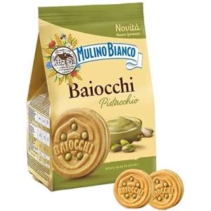 CAIYA 3X Mulino Bianco Baiocchi Biscotti Farciti con Crema al Pistacchio, Busta Nuovo Formato da 240gr [3 Confezioni]