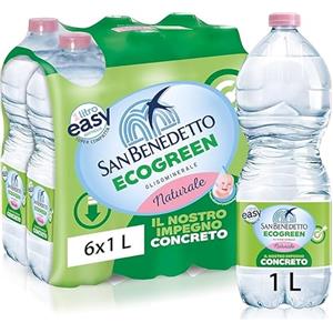 Generico San Benedetto Acqua Minerale Naturale Ecogreen Easy, Bottiglie PET, 1 L, Confezione da 12 Pezzi